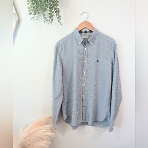 Burberry Men's Blue Checkered Plaid Button-Down Shirt Sz Xl